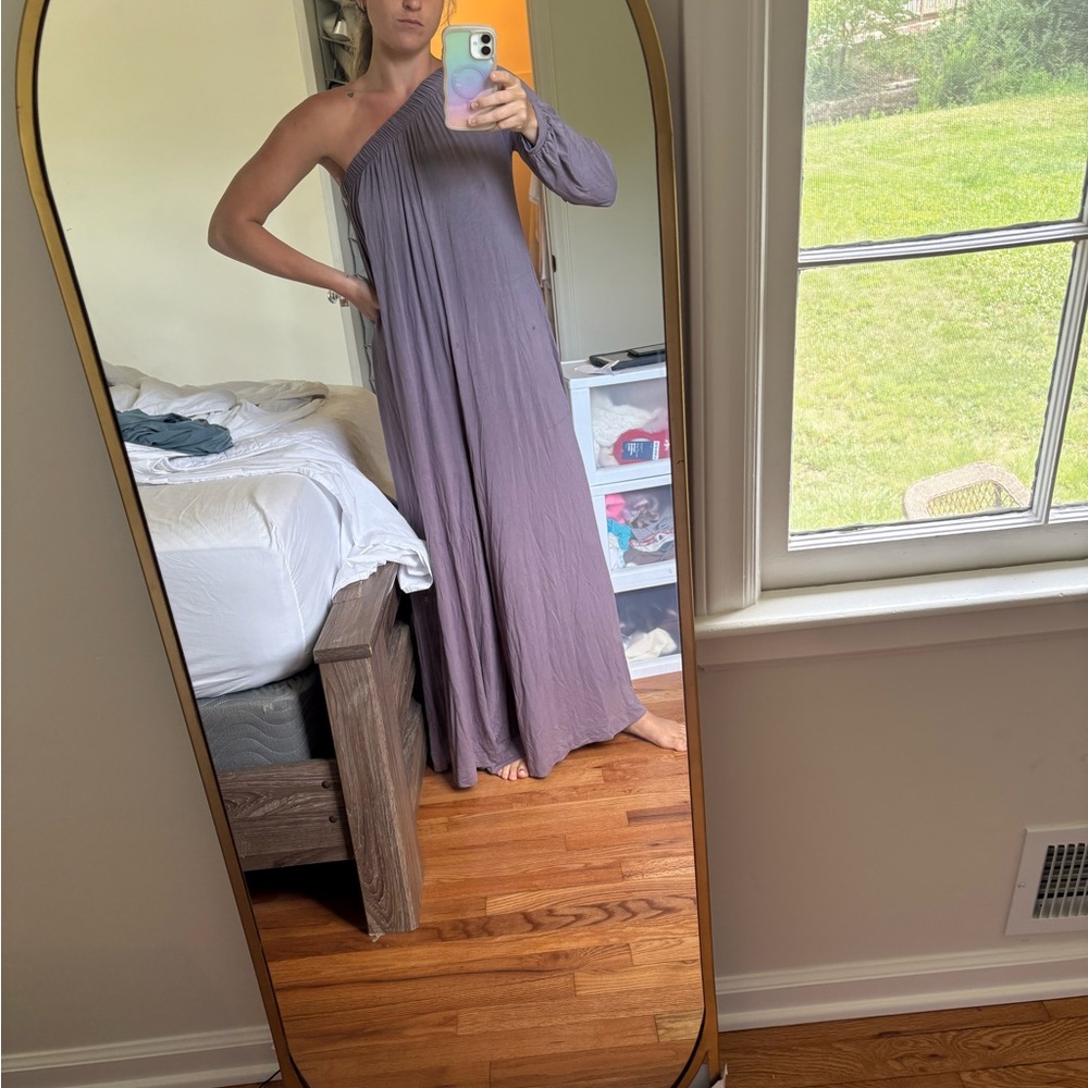 Free people one shoulder wide leg romper